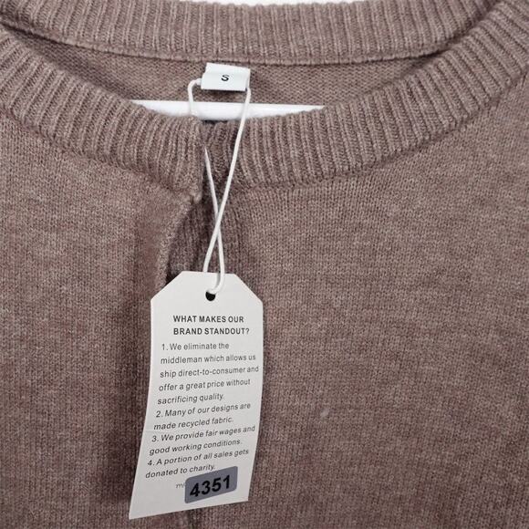 New Made with Love Women's Taupe Snap Front Cardigan Sweater Size Small - Picture 8 of 9